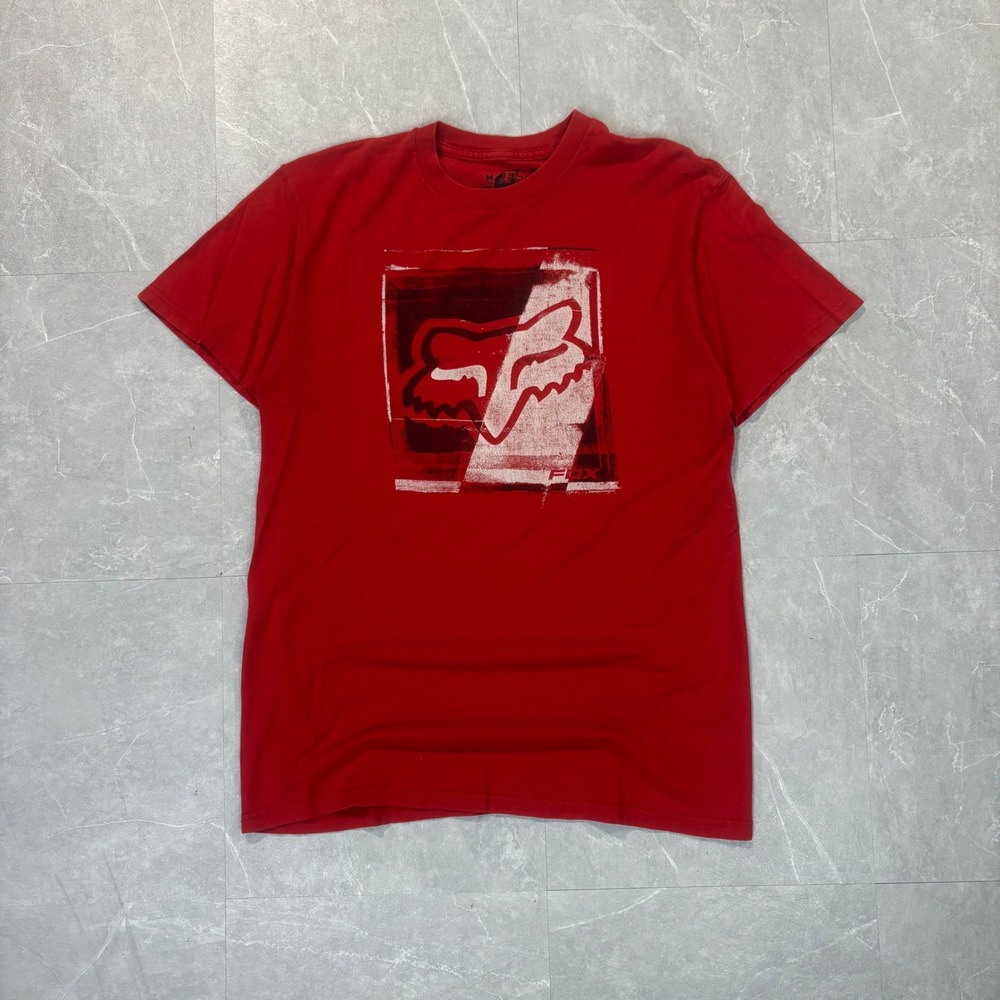 Fox Racing Mens Red Graphic Box Logo Cotton Short Sleeve T-Shirt Size Medium
